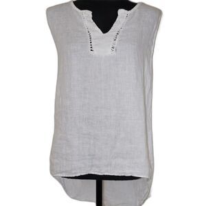 Luca Vanucci White Linen Sleeveless Top Made in Italy